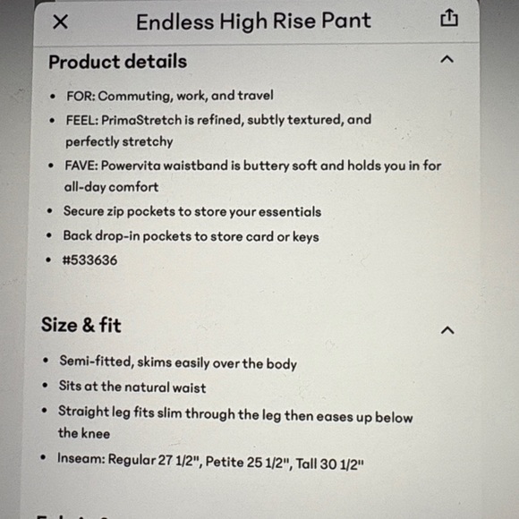 Athleta Endless High Rise Pants 6Tall - Picture 15 of 16